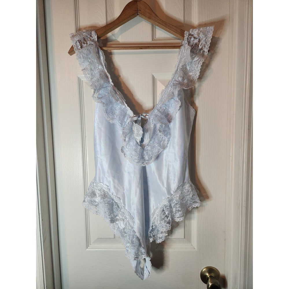 Vintage Samye Blue Lace Teddy Made in USA